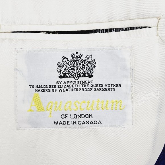 RARE Aquascutum of London - Classic Fitted Virgin Wool Jacket in Blue, Size S - Picture 8 of 9